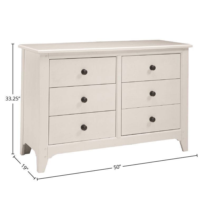 Pemberly Row Wood Contemporary 6-Drawer Dresser in Sea Shell