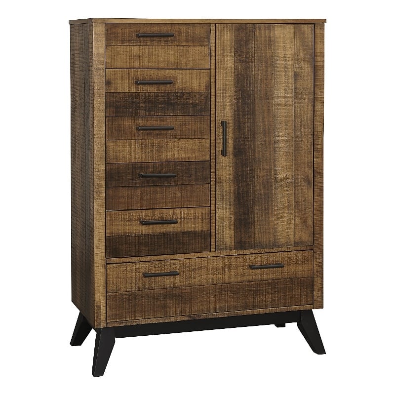 Pemberly Row Contemporary Urban Rustic Wood Chifferobe in Brushed Wheat