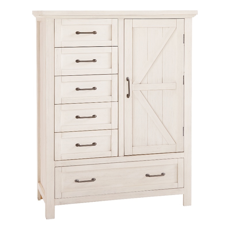 Pemberly Row Contemporary Solid Hardwood Chifferobe in Brushed White
