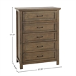 Pemberly Row Wood Contemporary 5-Drawer Chest in Harvest Brown