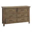 Pemberly Row Wood Contemporary 6-Drawer Dresser in Harvest Brown