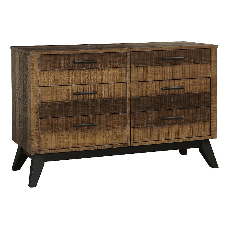 Pemberly Row Contemporary Urban Rustic 6-Drawer Dresser in Brushed Wheat