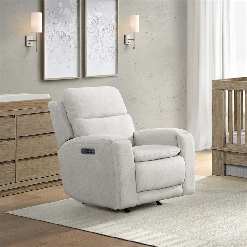 Pemberly Row Contemporary Fabric Swivel Glider and Rocker in Almond
