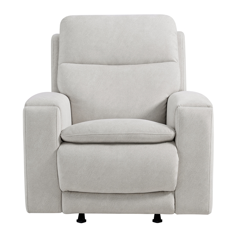 Pemberly Row Contemporary Fabric Swivel Glider and Rocker in Almond