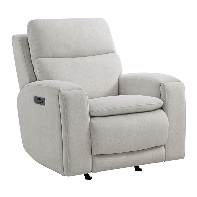 Pemberly Row Contemporary Fabric Swivel Glider and Rocker in Almond