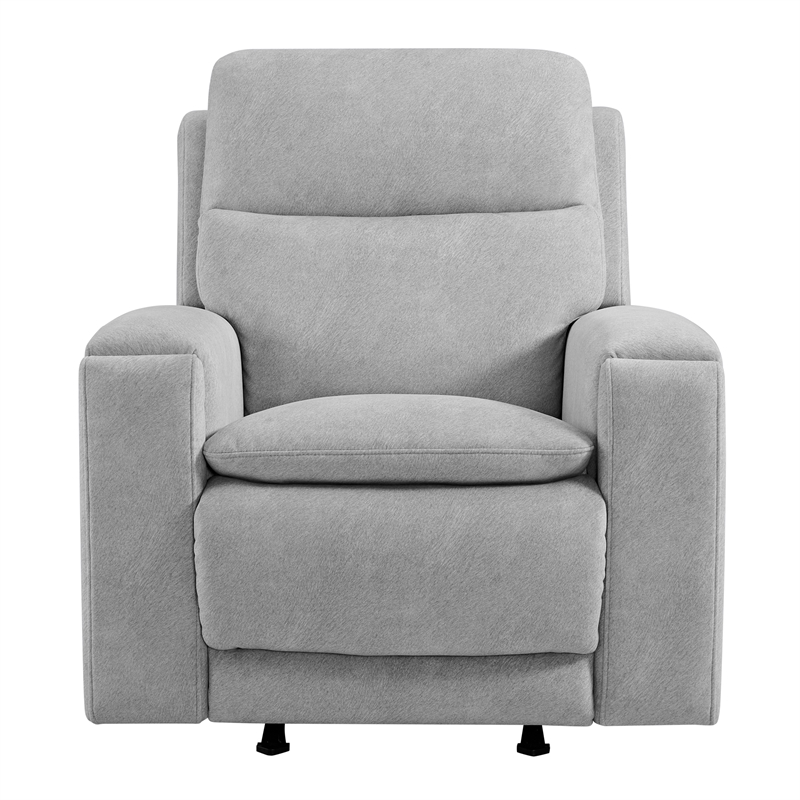 Pemberly Row Contemporary Fabric Swivel Glider and Rocker in Dusty Gray