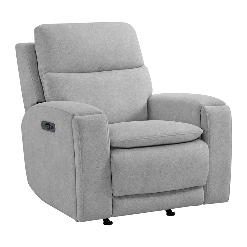 Pemberly Row Contemporary Fabric Swivel Glider and Rocker in Dusty Gray