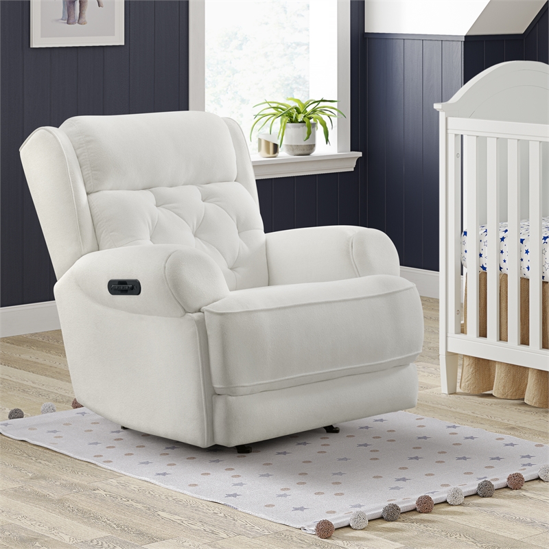 Pemberly Row Transitional Fabric Swivel Glider and Rocker in Snow