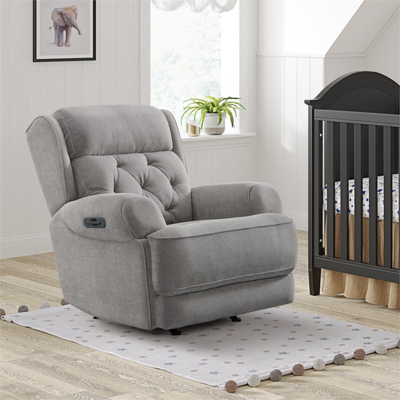 Pemberly Row Transitional Fabric Swivel Glider and Rocker in Slate