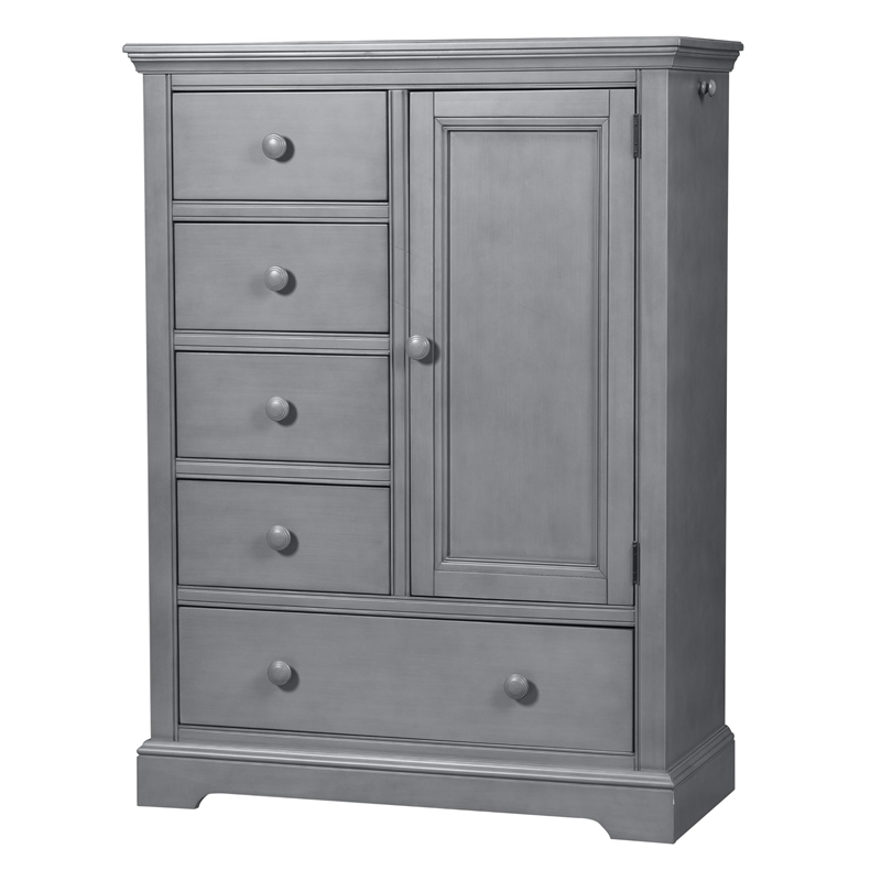 Pemberly Row Wood Farmhouse Chifferobe in Cloud with Adjustable Shelves