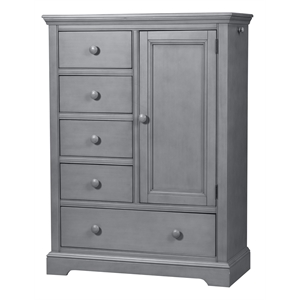 Pemberly Row Wood Farmhouse Chifferobe in Cloud with Adjustable Shelves