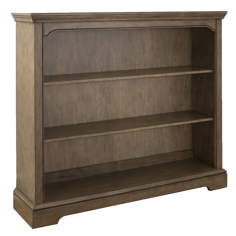Pemberly Row Wood Farmhouse Hutch/Bookcase in Cashew with Adjustable Shelves