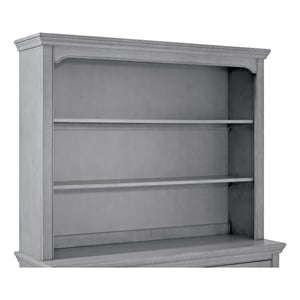 Pemberly Row Wood Farmhouse Hutch/Bookcase in Cloud with Adjustable Shelves