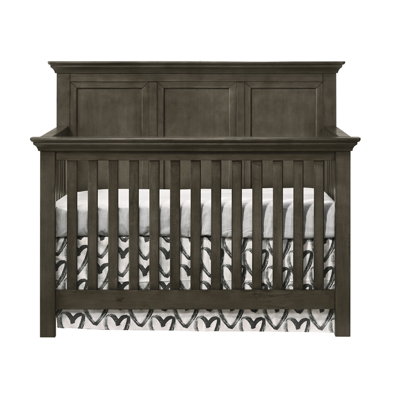 Pemberly Row Solid Wood Transitional Convertible Crib in Gray