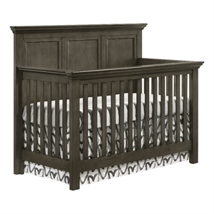 Pemberly Row Solid Wood Transitional Convertible Crib in Gray