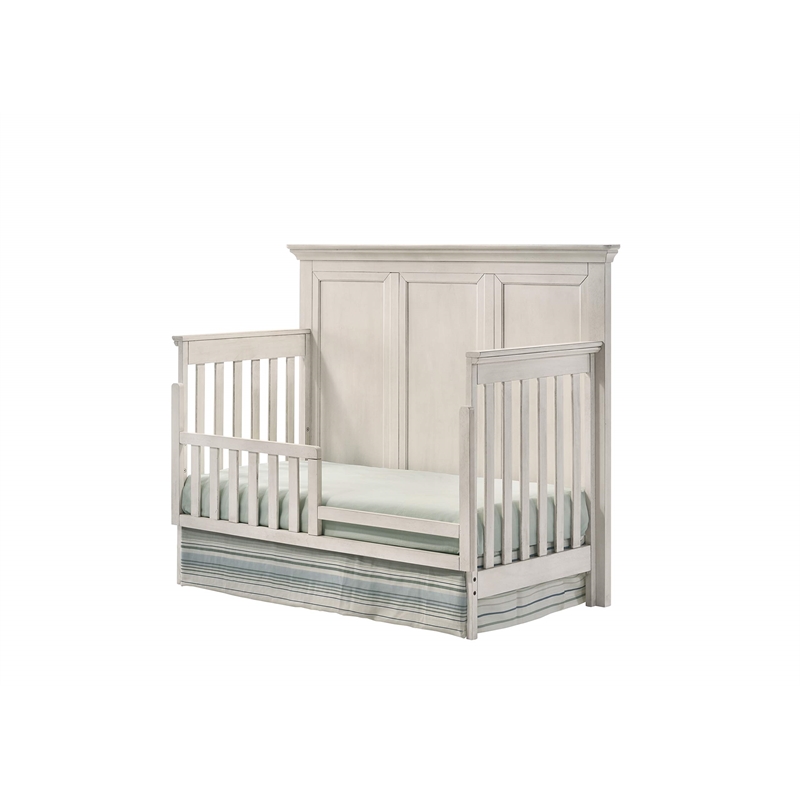 Pemberly Row Wood Transitional Convertible Crib in Rustic White