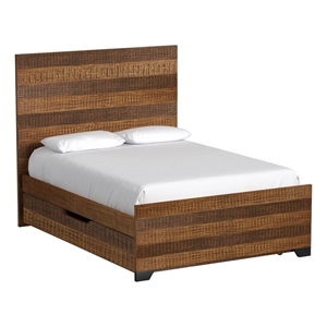Pemberly Row Solid Hardwood Contemporary Full Bed in Brushed Wheat