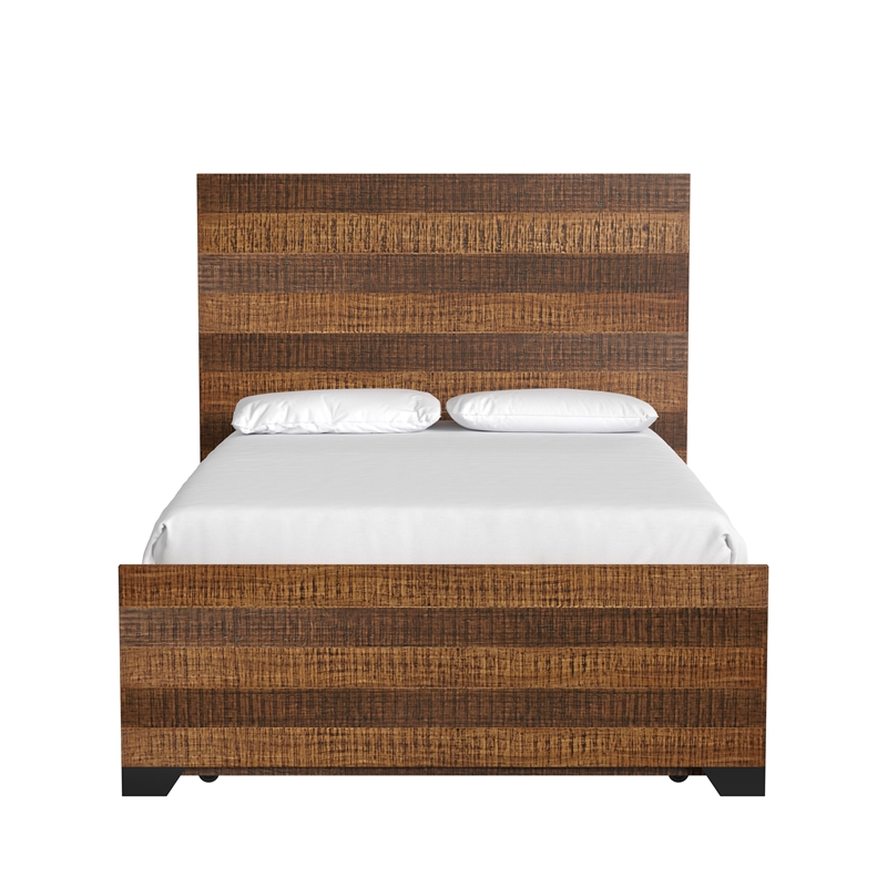 Pemberly Row Solid Hardwood Contemporary Full Bed in Brushed Wheat