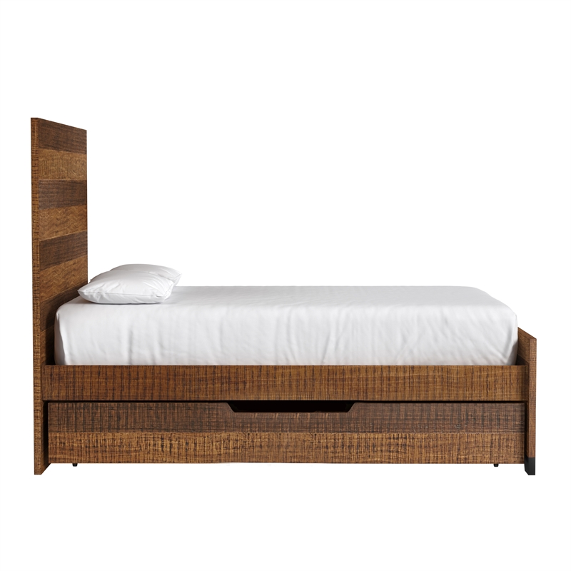 Pemberly Row Solid Hardwood Contemporary Full Bed in Brushed Wheat