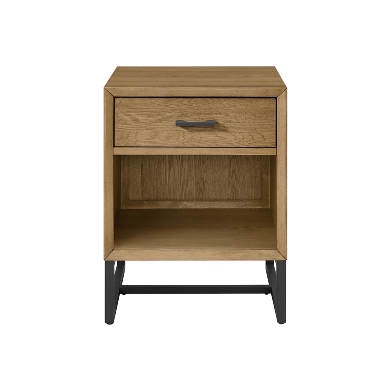 Pemberly Row Wood Contemporary Nightstand in Natural Oak Finish