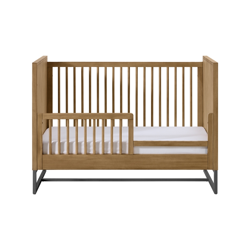 Pemberly Row Contemporary Classic Crib Toddler Rail in Natural