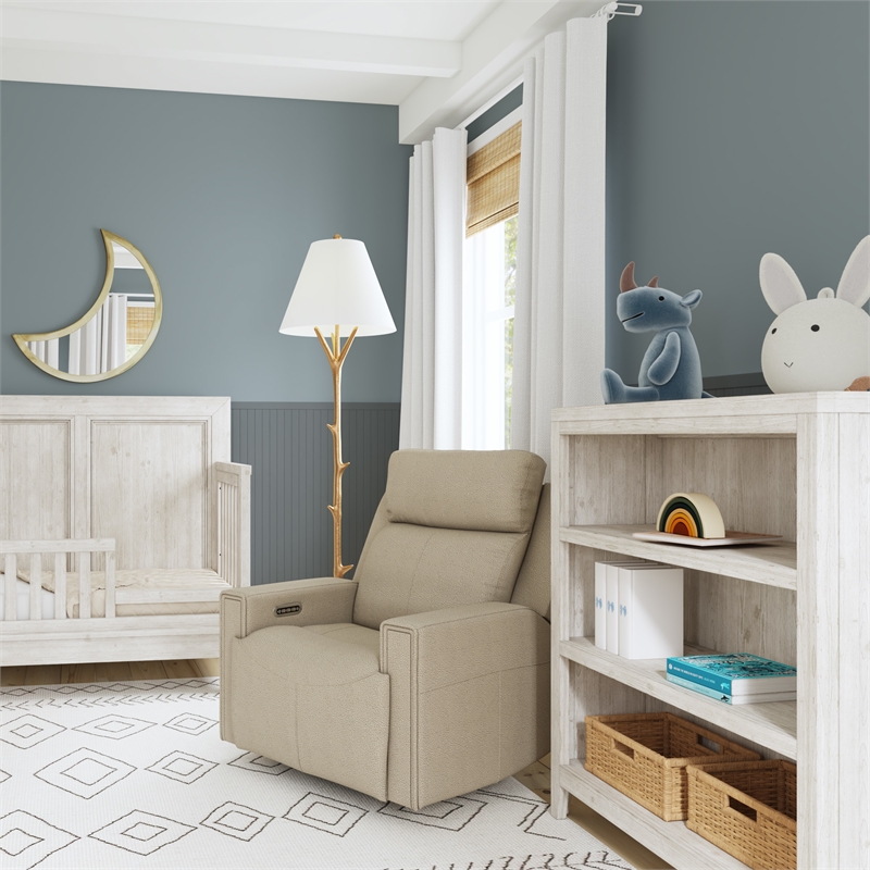 Pemberly Row Contemporary Triple Power Glider in Latte/Almond