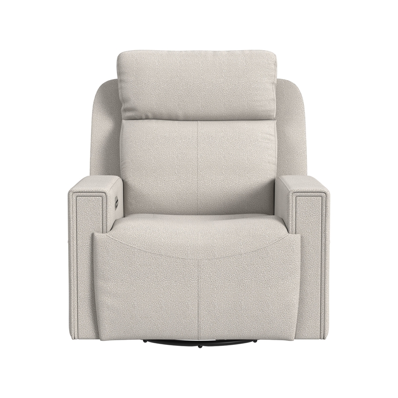 Pemberly Row Contemporary Triple Power Glider in Linen/White