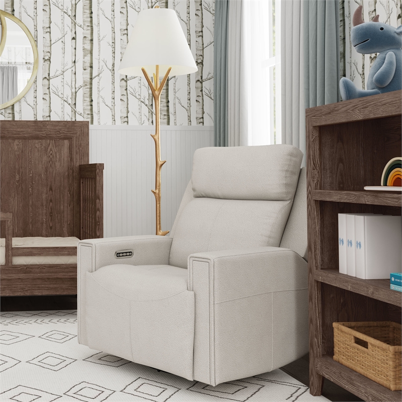 Pemberly Row Contemporary Triple Power Glider in Linen/White