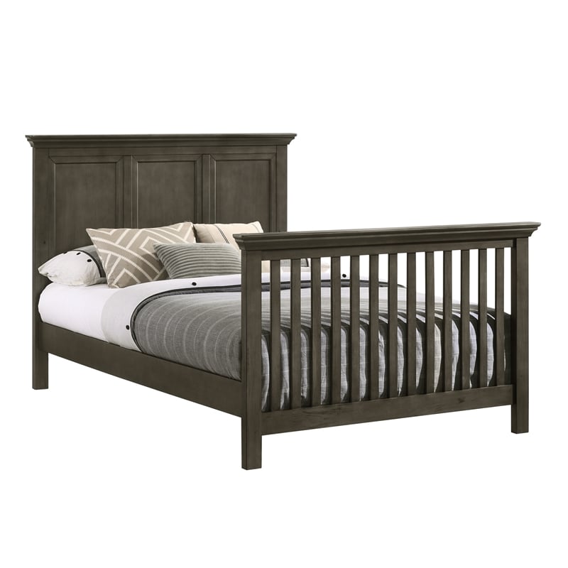 Pemberly Row Wood Transitional Full Size Bed Rails in Gray Finish