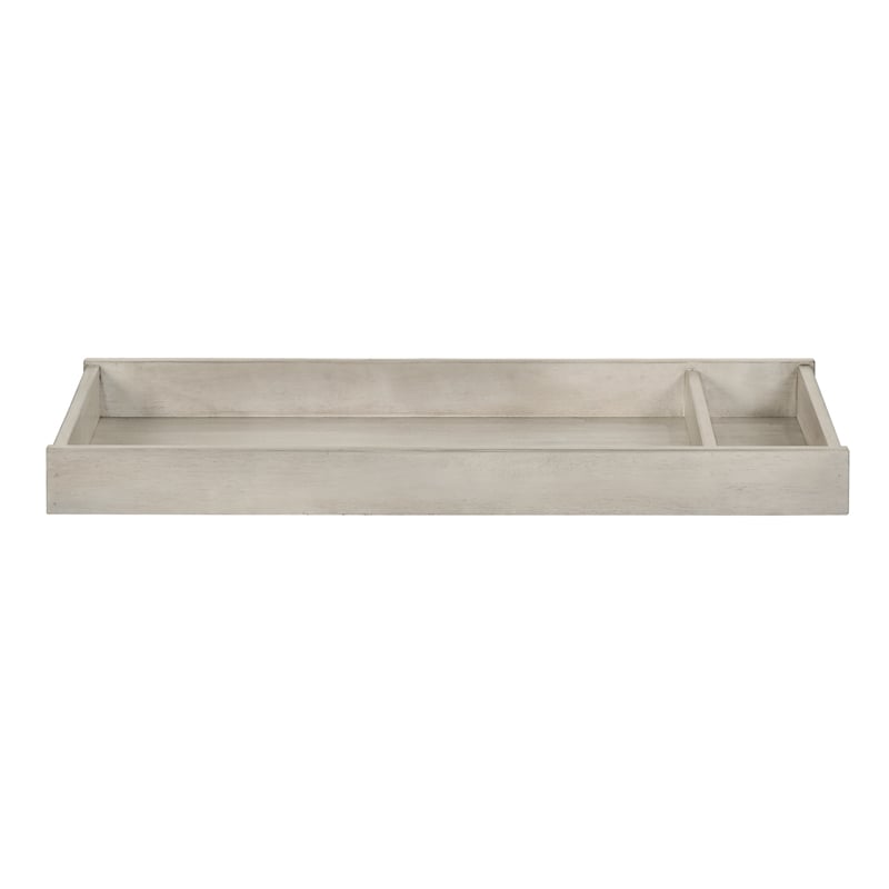 Pemberly Row Wood Transitional Changer Top in Rustic White Finish