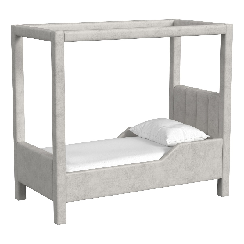 Pemberly Row Contemporary Polyester Toddler Bed in Gray Finish