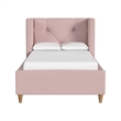Pemberly Row Contemporary Polyester Toddler Bed in Pink Finish