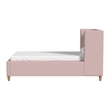 Pemberly Row Contemporary Polyester Toddler Bed in Pink Finish
