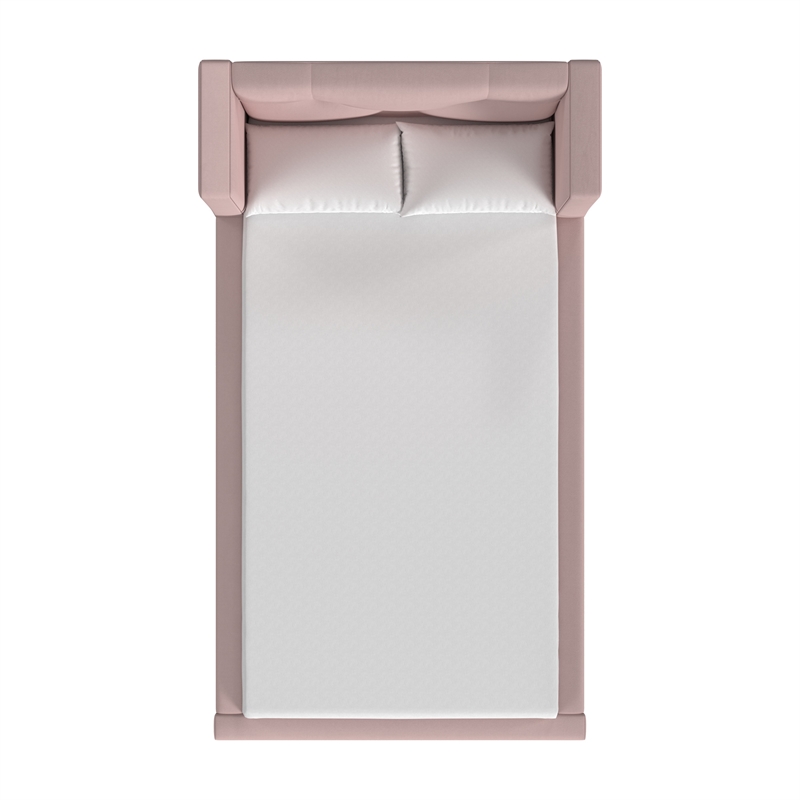 Pemberly Row Contemporary Polyester Toddler Bed in Pink Finish