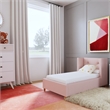 Pemberly Row Contemporary Polyester Toddler Bed in Pink Finish