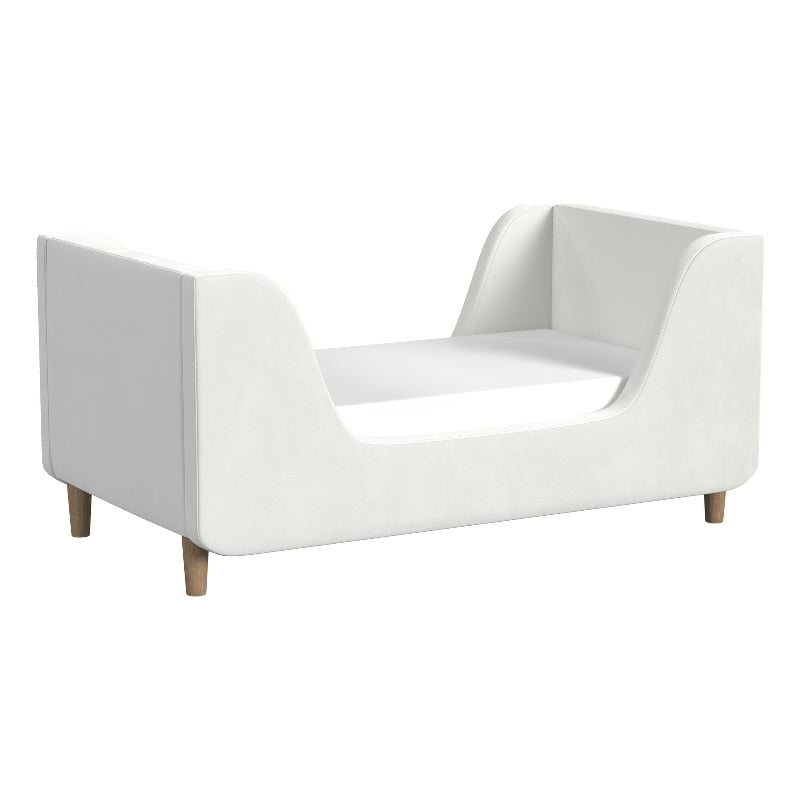 Pemberly Row Contemporary Polyester Toddler Bed in Cream Finish