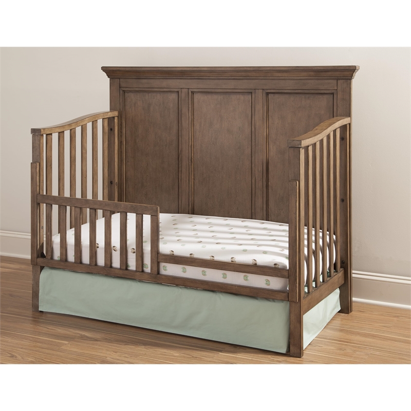Pemberly Row Solid Hardwood Farmhouse Convertible Crib in Cashew