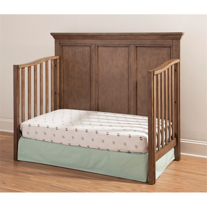 Pemberly Row Solid Hardwood Farmhouse Convertible Crib in Cashew
