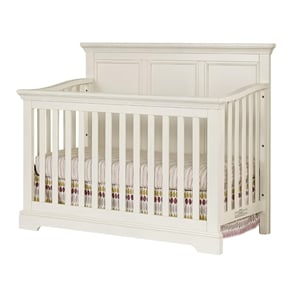 Pemberly Row Solid Hardwood Farmhouse Convertible Crib in Chalk
