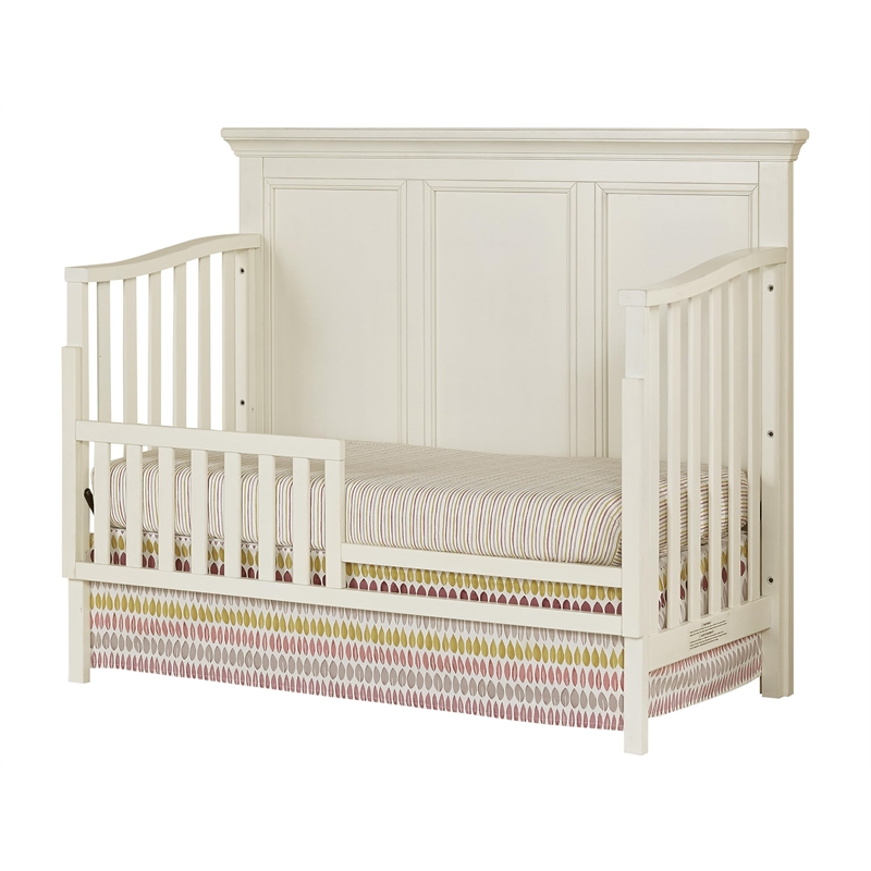 Pemberly Row Solid Hardwood Farmhouse Convertible Crib in Chalk