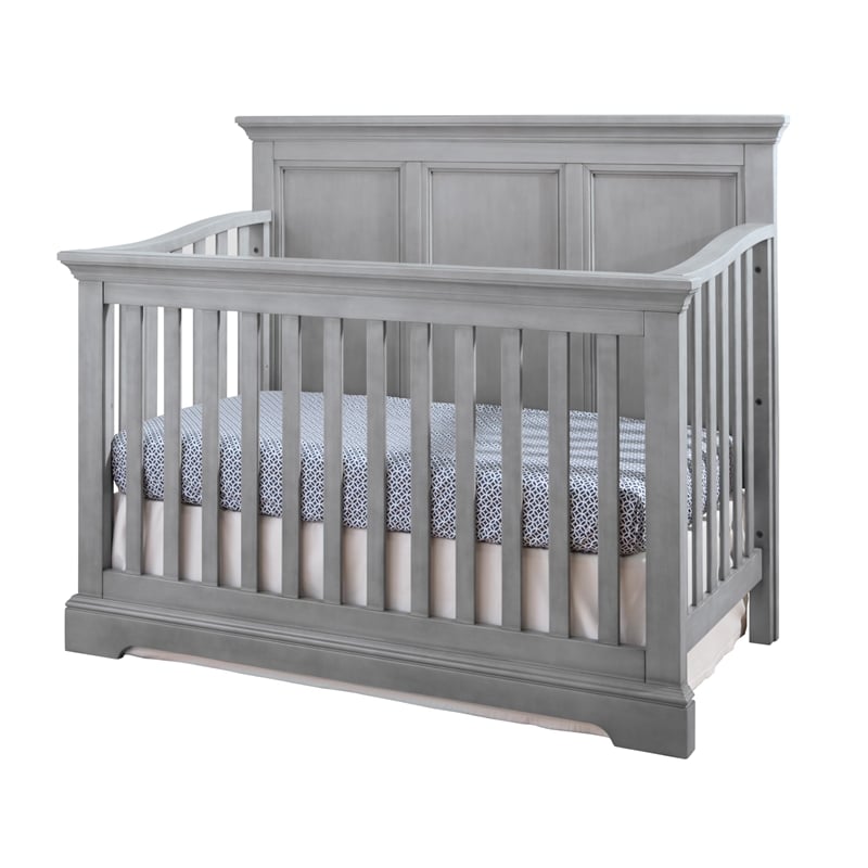 Pemberly Row Solid Hardwood Farmhouse Convertible Crib in Cloud