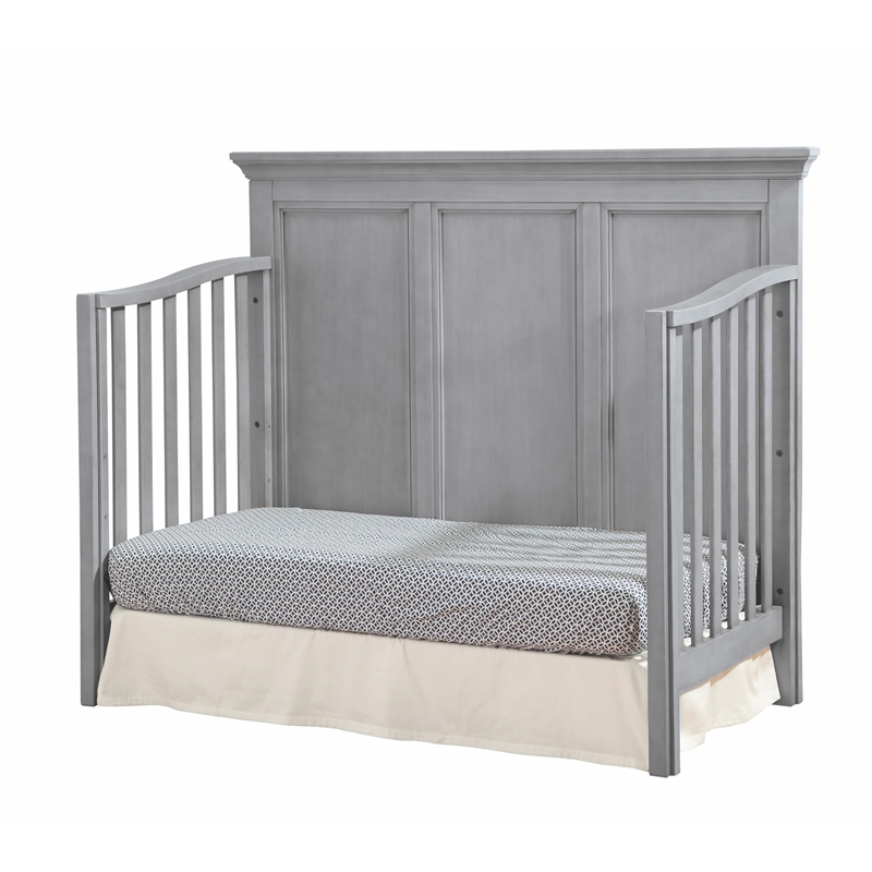Pemberly Row Solid Hardwood Farmhouse Convertible Crib in Cloud