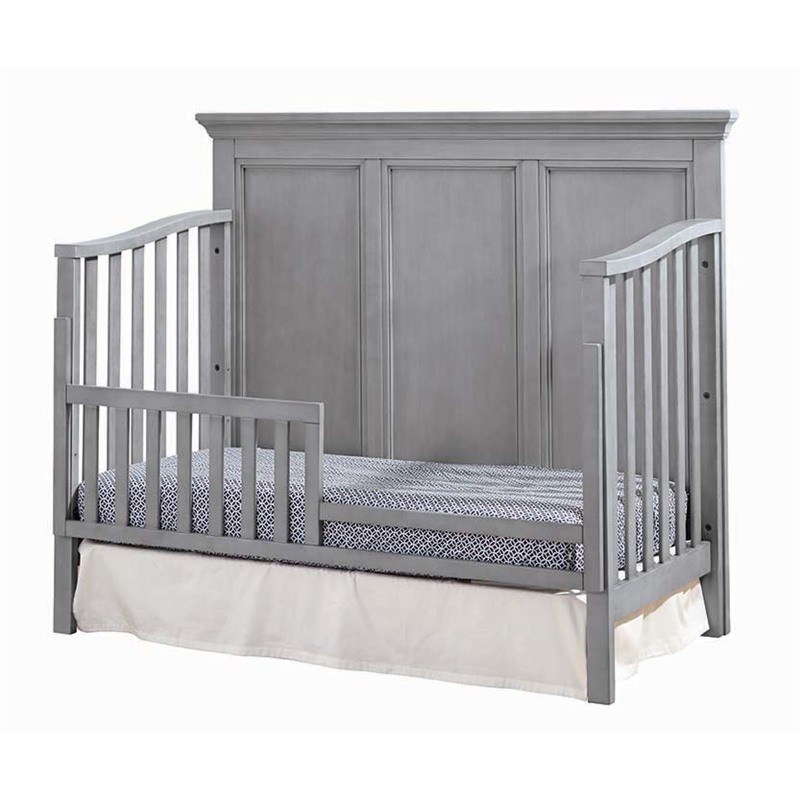 Pemberly Row Wood Farmhouse Sturdy Toddler Rail in Cloud Finish