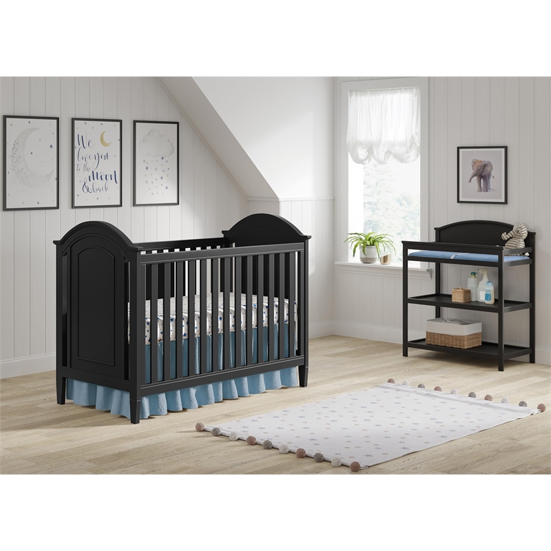 Pemberly Row Wood Transitional Changing Table in Black Finish