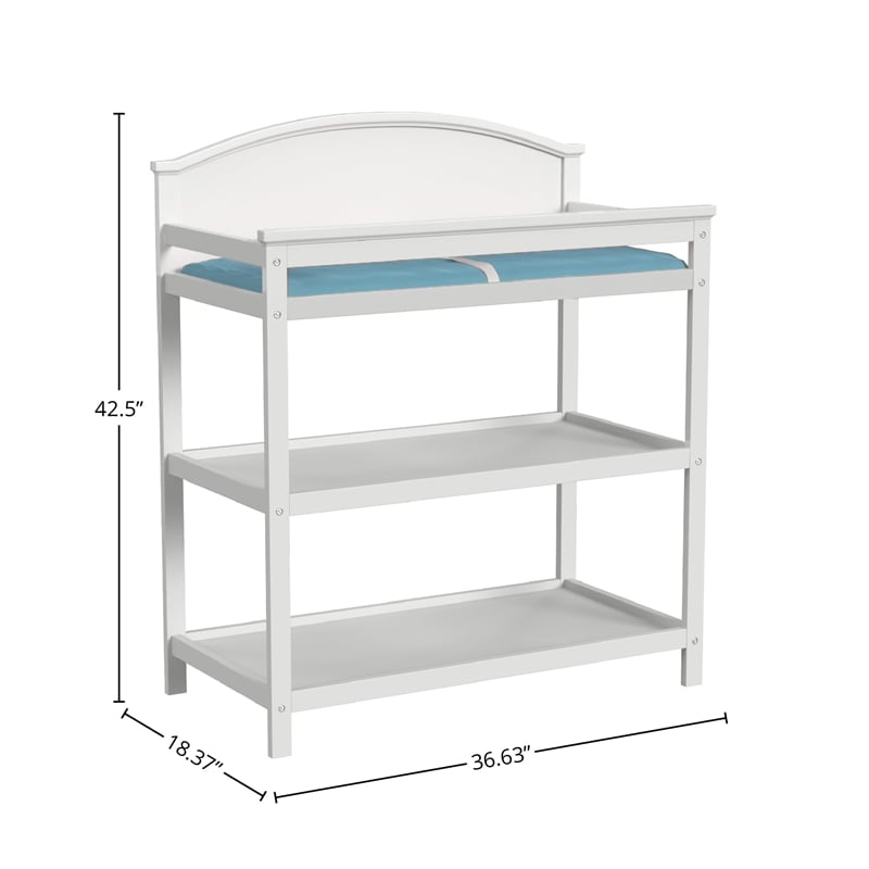 Pemberly Row Wood Transitional Changing Table in White Finish