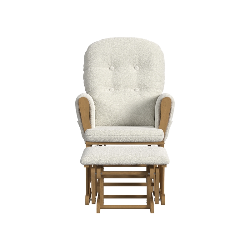 Pemberly Row Contemporary Polyester Fabric Rocker in Vanilla