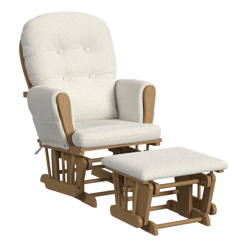 Pemberly Row Contemporary Polyester Fabric Rocker in Vanilla