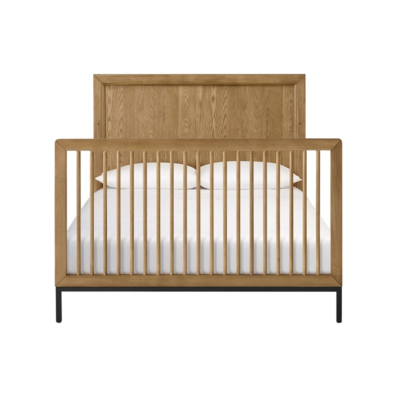 Pemberly Row Wood Contemporary Full Bed Rails in Natural Finish