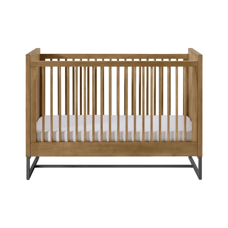 Pemberly Row Wood Contemporary Classic Crib in Natural Finish