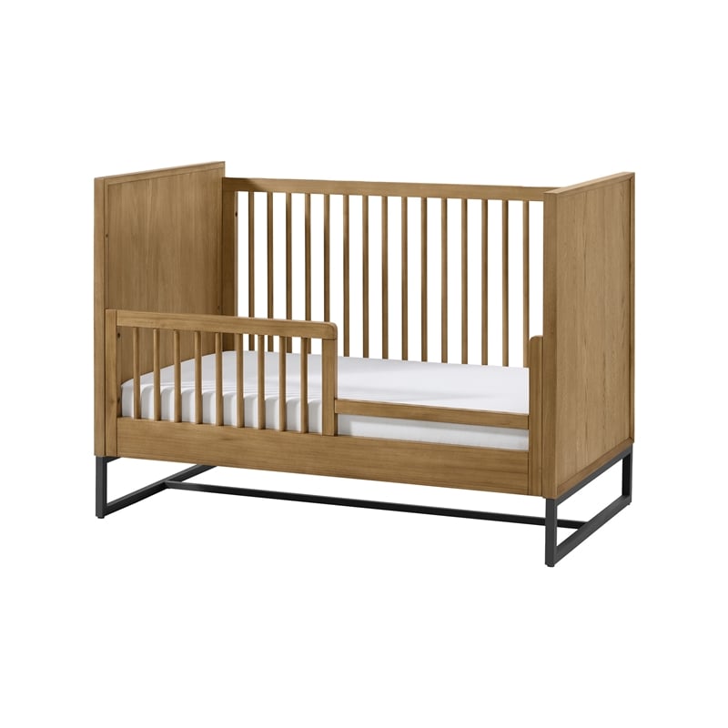 Pemberly Row Wood Contemporary Classic Crib in Natural Finish
